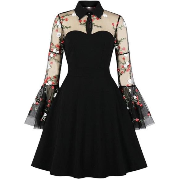 Dresses & Skirts - Women's Vintage Polka Dot 1950s Audrey Retro Rockabilly Dress Swing Dress